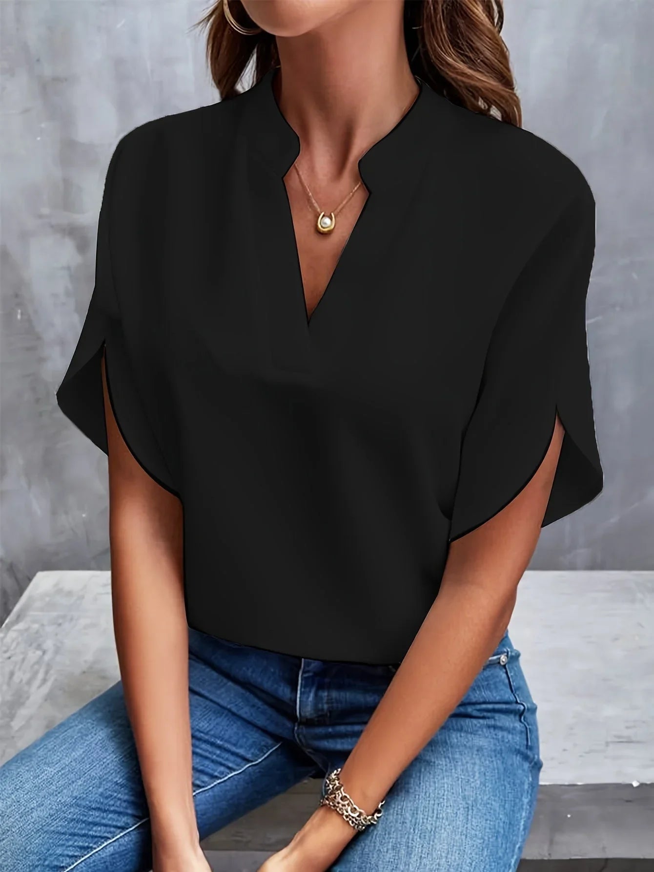 Camicia elegante scollo a V - Tina